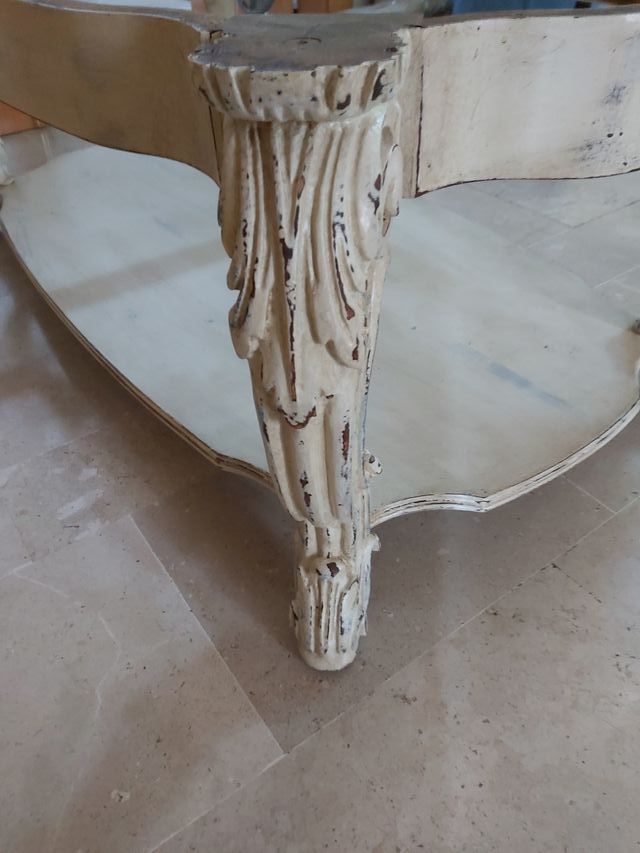 Base de mesa de madera maciza tallada