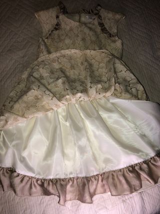 Vestido ceremonia beige niña de confecciones Alber