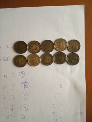 10 monedas de 2.5 pesetas de 1953 estrella 54.