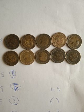10 monedas de 2.5 pesetas de 1953 estrella 54.