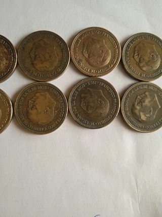 10 monedas de 2.5 pesetas de 1953 estrella 54.