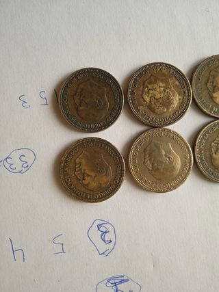 10 monedas de 2.5 pesetas de 1953 estrella 54.
