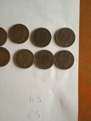 10 monedas de 2.5 pesetas de 1953 estrella 54.