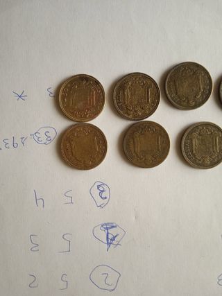 10 monedas de 2.5 pesetas de 1953 estrella 54.