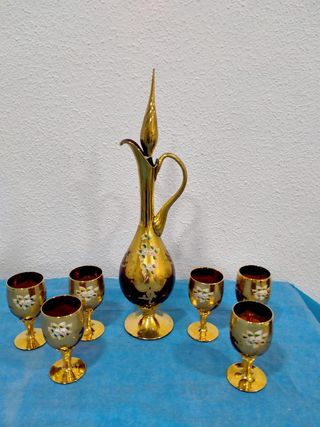 Liquore e bicchieri Murano Bohemia