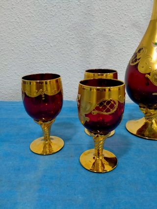 Liquore e bicchieri Murano Bohemia