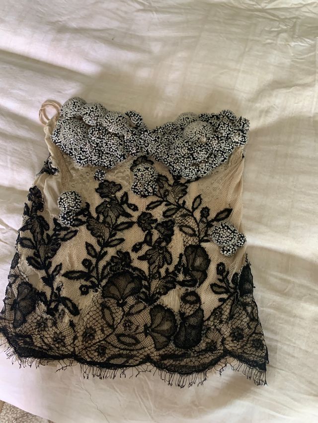 Top  alta costura palabra de honor.