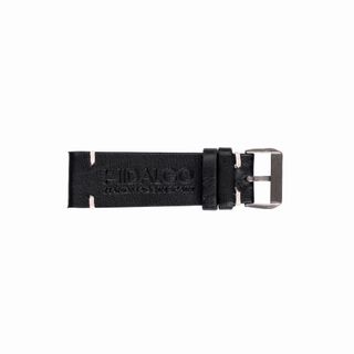 Correa de reloj de piel negra en 22 y 20 mm