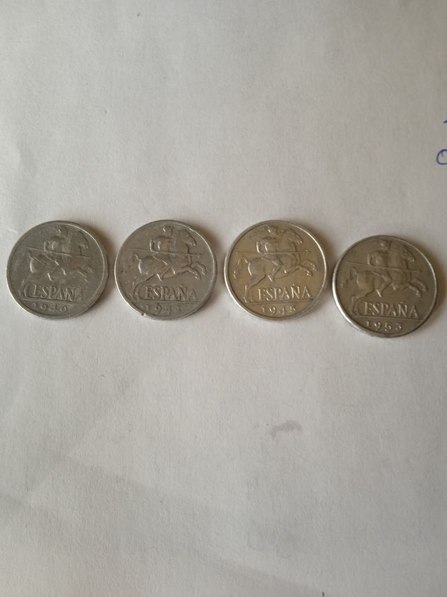 cuatro monedas de 10 céntimos todos los años alumi