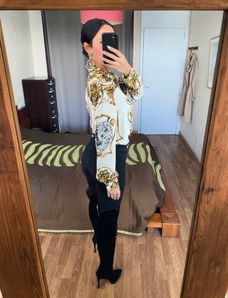 Camisa satinada barroca larga Modital talla L