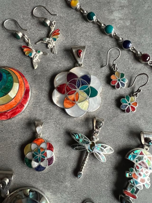 Joyería plata peruana 950 incrustada