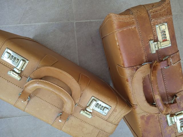 MALETAS PIEL antiguas modelo aviador.Gratis envio