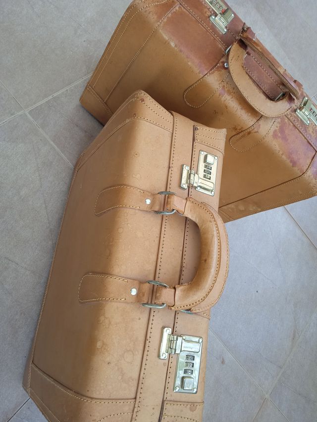 MALETAS PIEL antiguas modelo aviador.Gratis envio