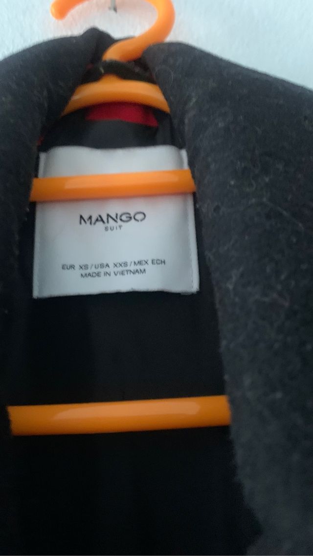 Abrigo Lana Mango negro XS suit