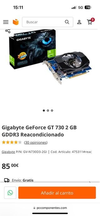 Tarjeta grafica gigabyte n730 2gi (rev 1.0)