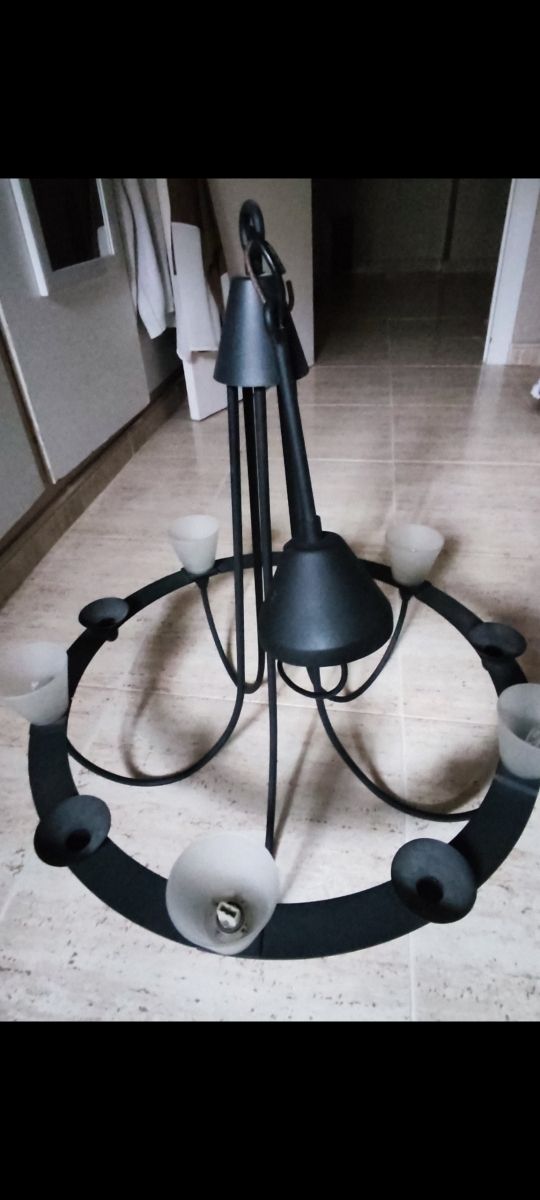 Lampara Ikea forja y cristal