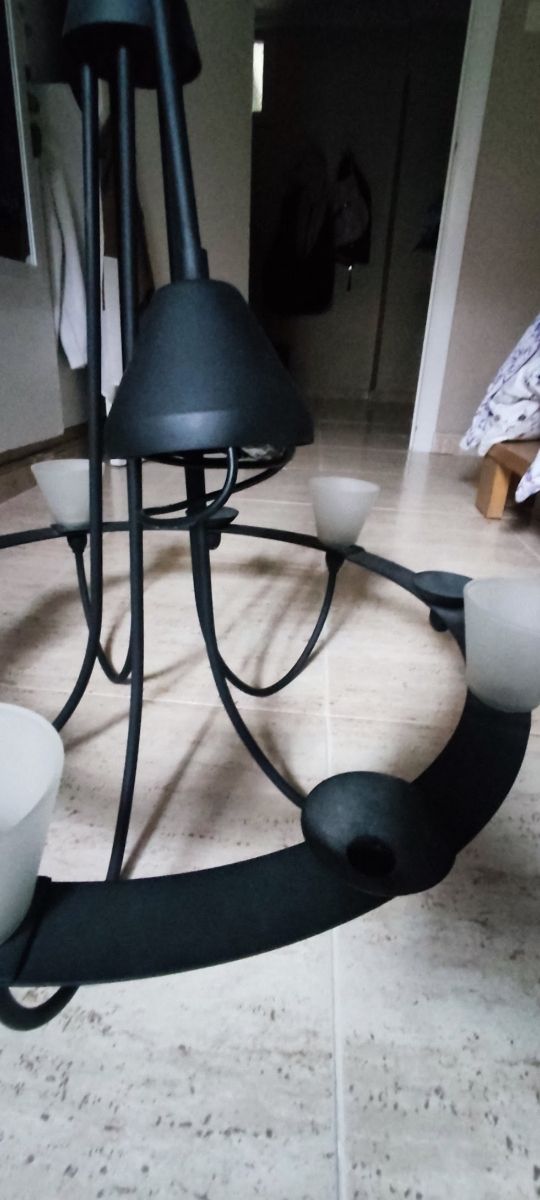 Lampara Ikea forja y cristal