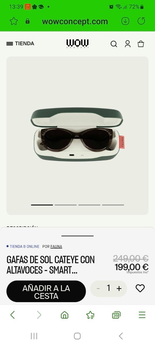 GAFAS FAUNA SMARTWATCH GAFSO SOL LLAMADAS-MUSICA