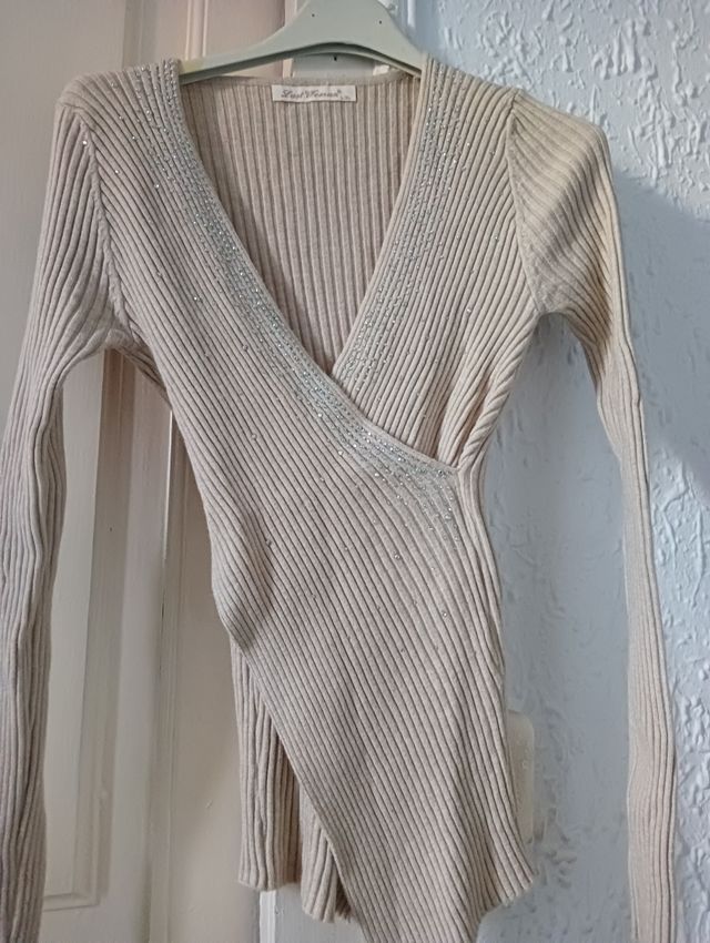 Jersey beige con brillo talla S/M