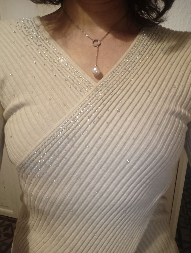 Jersey beige con brillo talla S/M