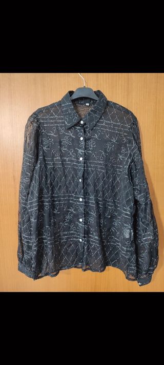 Camicia nera voile con decorazioni glitterate