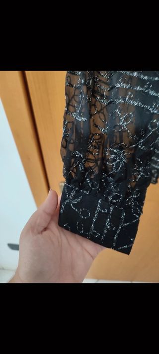 Camicia nera voile con decorazioni glitterate