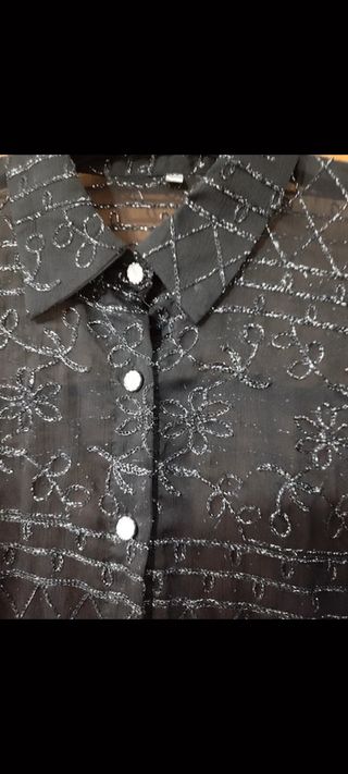 Camicia nera voile con decorazioni glitterate