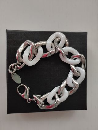 Pulsera Lotus de plata con eslabones 