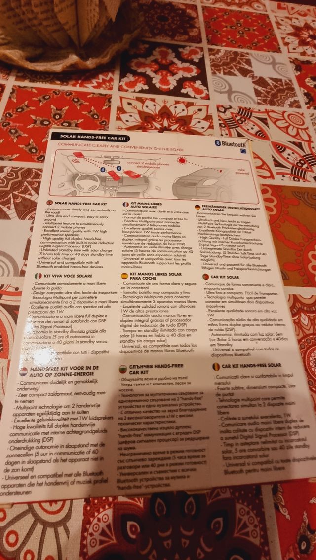 Kit manos libres solar para coche