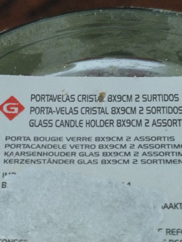 portavelas cristal con vela dorados