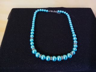 Regalo día de la madre.Collar de perla azul