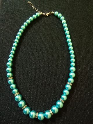 Regalo día de la madre.Collar de perla azul