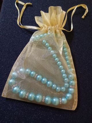Regalo día de la madre.Collar de perla azul