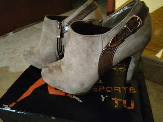 botin tacon marron