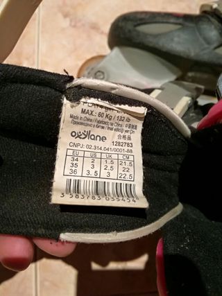 patines rosa y negros talla 34 35 y 36