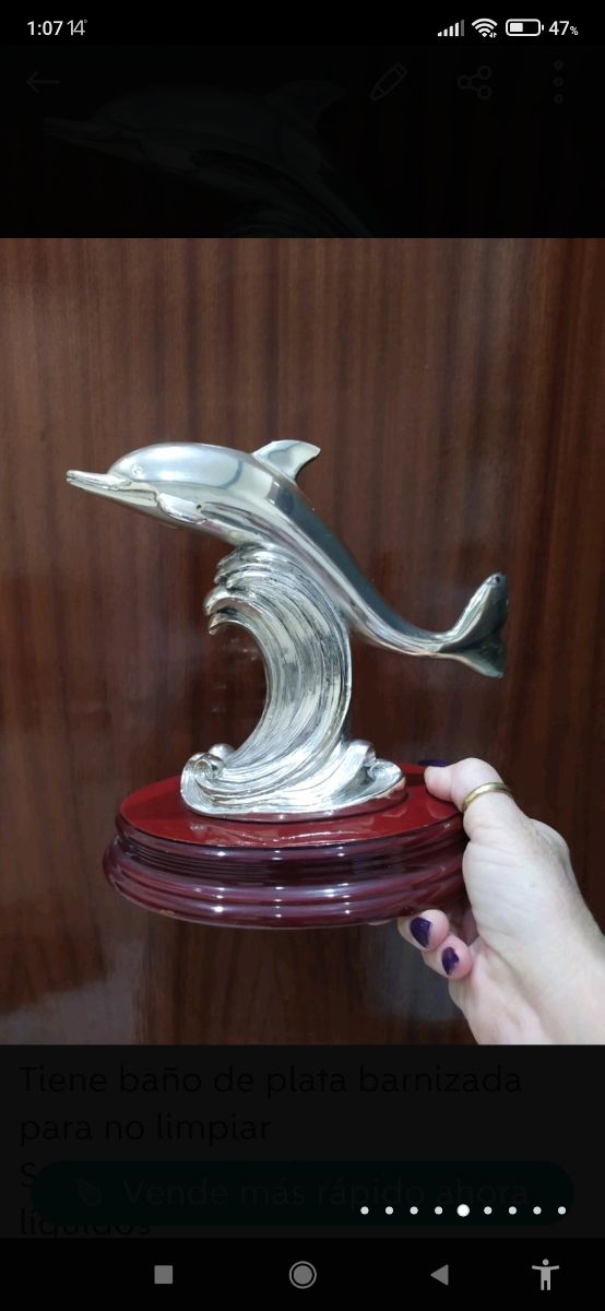 Delfino in argento verniciato