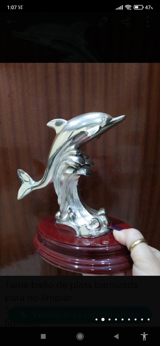 Delfino in argento verniciato