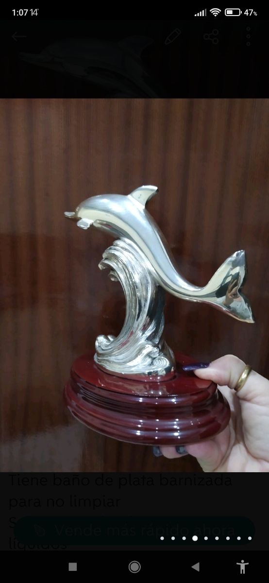 Delfino in argento verniciato