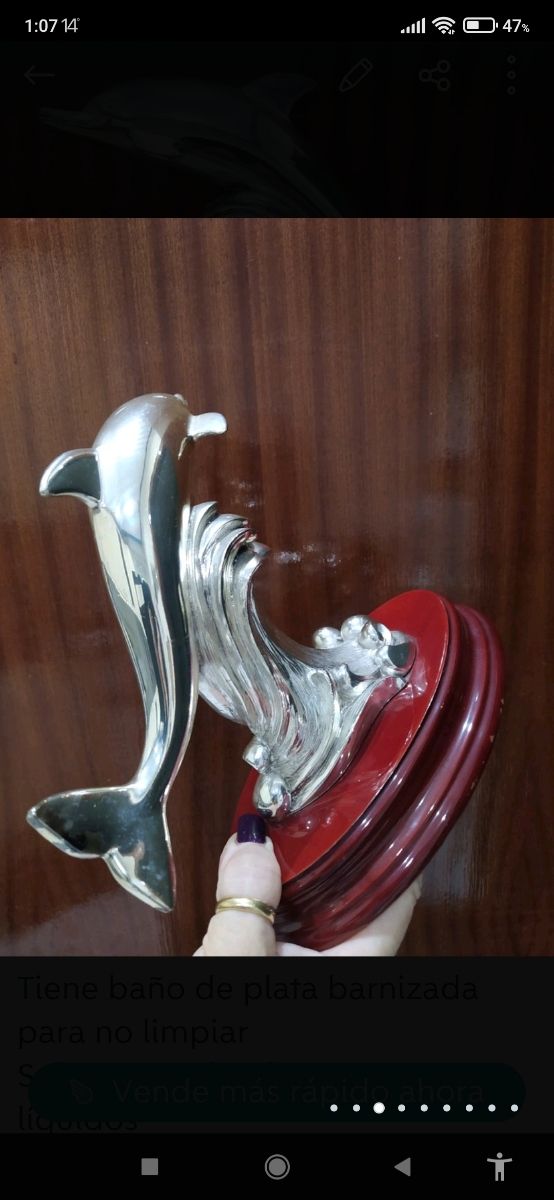 Delfino in argento verniciato