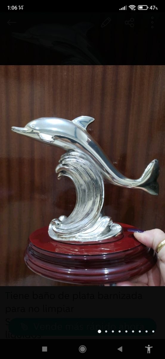 Delfino in argento verniciato