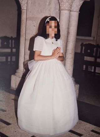 Vestido Comunión Niña Clásico Lazo Gasa Plisado