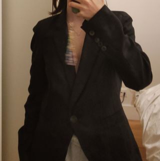 Americana con hombreras, marrón oscuro brillante 