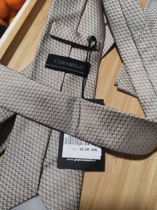 SEDA💯 CORBATA +PAÑUELO DE FIRMA "CARAMELO" 