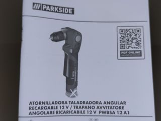 Maletín Parkside de taladro angular 12v