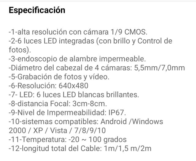 cámara endoscópica para todo tipo de utilidades
