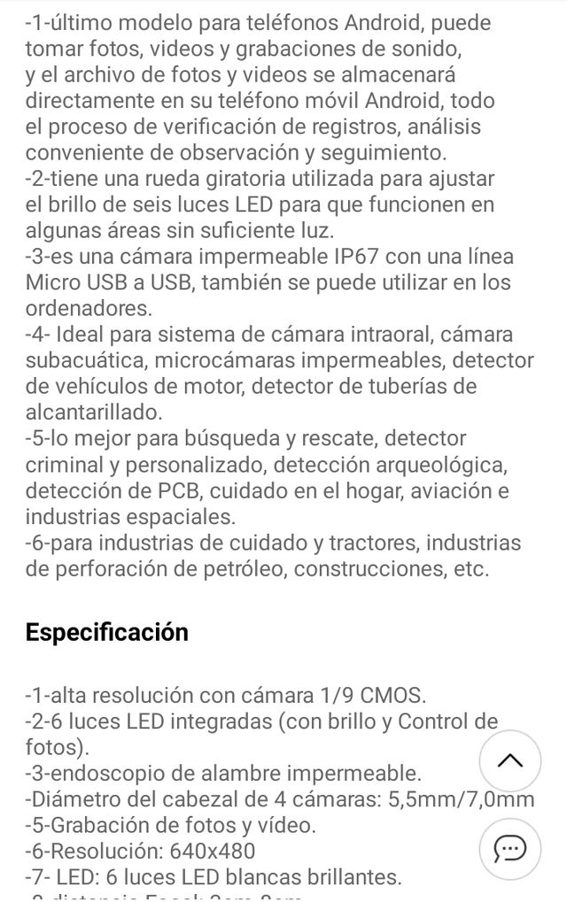 cámara endoscópica para todo tipo de utilidades