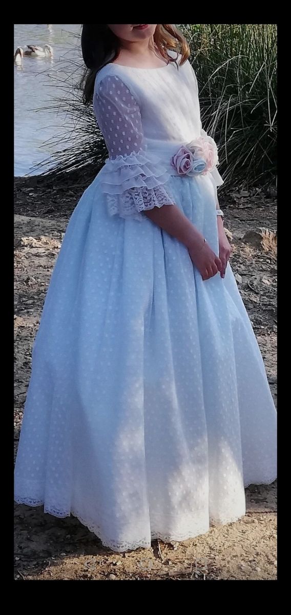 vestido comunión verde agua