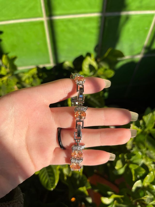 Conjunto plata 925 y circonitas champagne