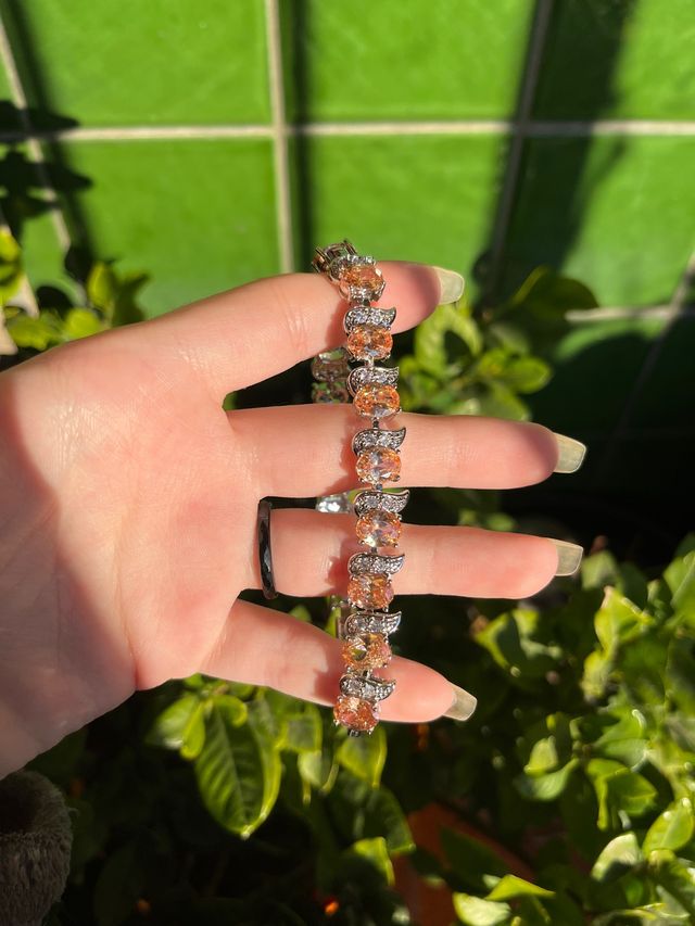 Conjunto plata 925 y circonitas champagne