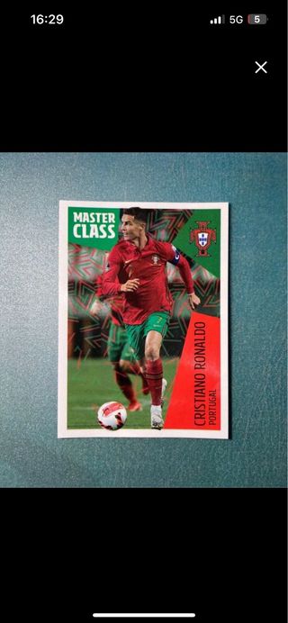 Cromos de Lionel Messi y Cristiano Ronaldo.